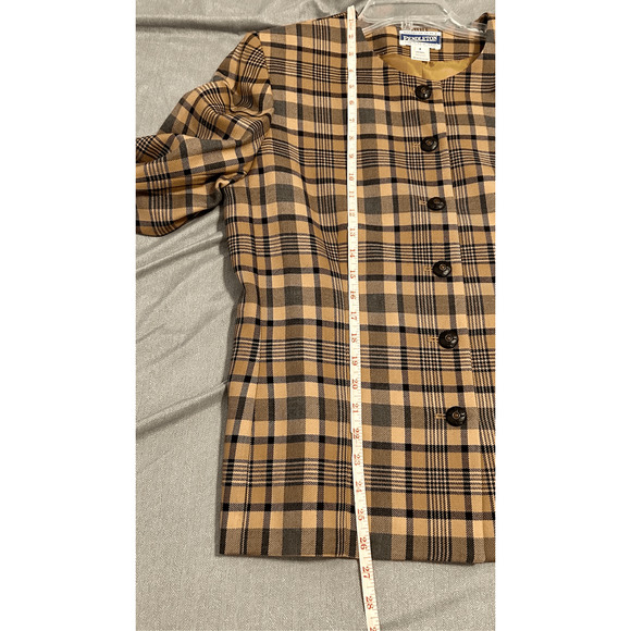 Vintage Pendleton 100% Wool Blazer Jacket Camel Plaid Sz 8 - Picture 9 of 10